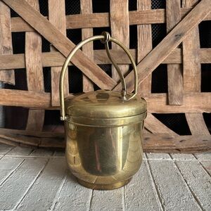 Vintage Art Deco brass ice bucket by Sheffield Silver Co, Thermos USA ,1950-60